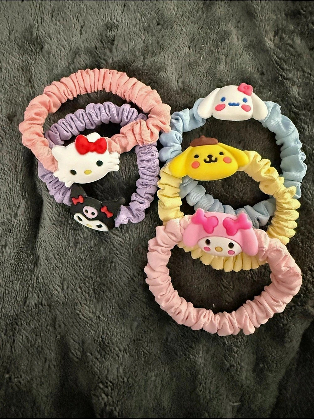 Sanrio Character Hair Scrunchie Set Pink & Purple
